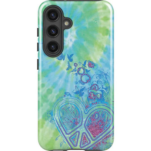 Liquid Blue Tie Dye Peace Heart Galaxy S24 Plus Impact Case