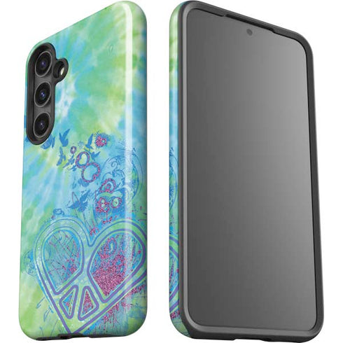 Liquid Blue Tie Dye Peace Heart Galaxy S24 Plus Impact Case