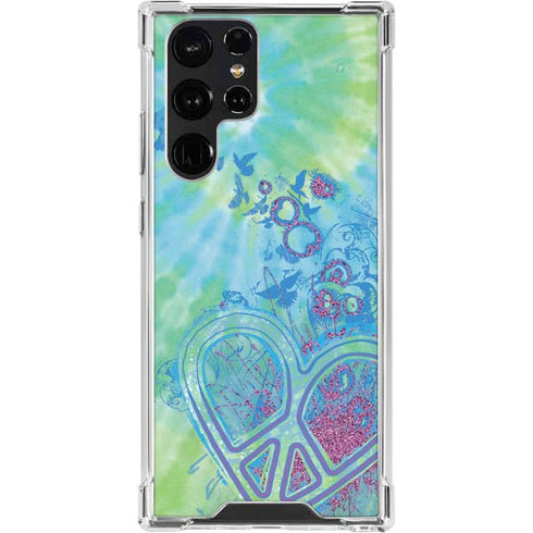 Liquid Blue Tie Dye Peace Heart Galaxy S24 Ultra Clear Case