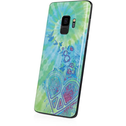 Liquid Blue Tie Dye Peace Heart Galaxy S9 Skin