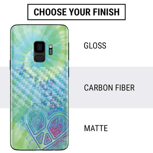 Liquid Blue Tie Dye Peace Heart Galaxy S9 Skin