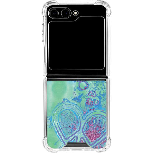 Liquid Blue Tie Dye Peace Heart Galaxy Z Flip5 5G Clear Case