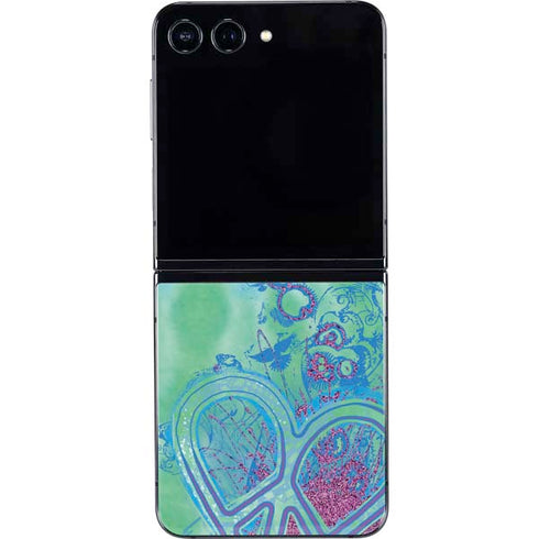 Liquid Blue Tie Dye Peace Heart Galaxy Z Flip5 5G Skin