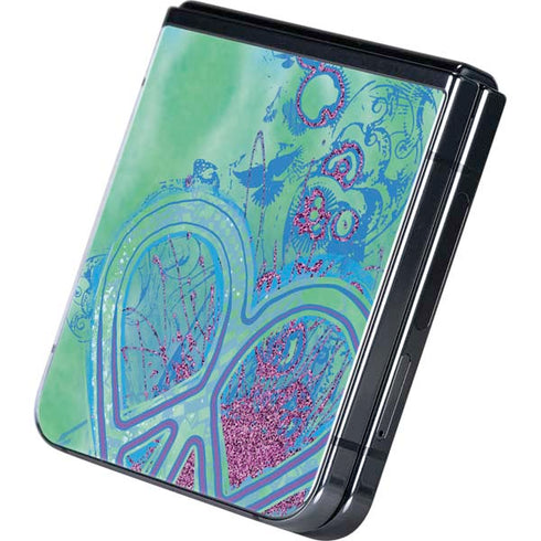 Liquid Blue Tie Dye Peace Heart Galaxy Z Flip5 5G Skin