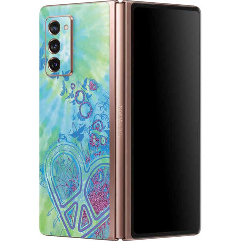 Liquid Blue Tie Dye Peace Heart Galaxy Z Fold2 5G Skin