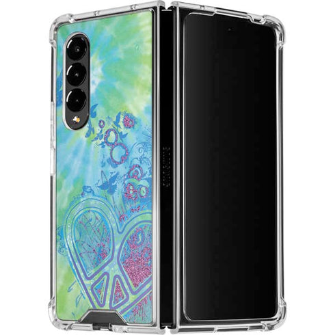 Liquid Blue Tie Dye Peace Heart Galaxy Z Fold4 5G Clear Case