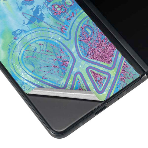 Liquid Blue Tie Dye Peace Heart Galaxy Z Fold4 5G Skin