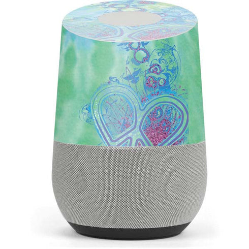 Liquid Blue Tie Dye Peace Heart Google Home Skin