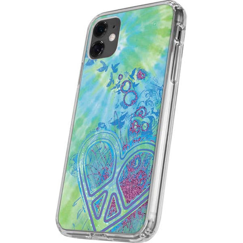 Liquid Blue Tie Dye Peace Heart iPhone 11 Clear Case