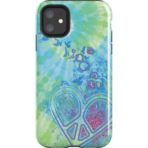 Liquid Blue Tie Dye Peace Heart iPhone 11 Impact Case