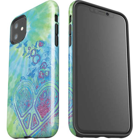 Liquid Blue Tie Dye Peace Heart iPhone 11 Impact Case