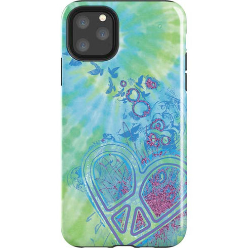 Liquid Blue Tie Dye Peace Heart iPhone 11 Pro Max Impact Case