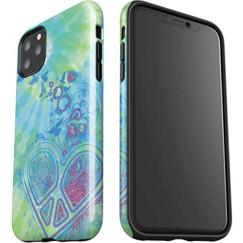 Liquid Blue Tie Dye Peace Heart iPhone 11 Pro Max Impact Case
