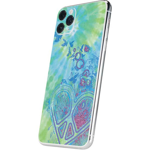 Liquid Blue Tie Dye Peace Heart iPhone 11 Pro Max Skin
