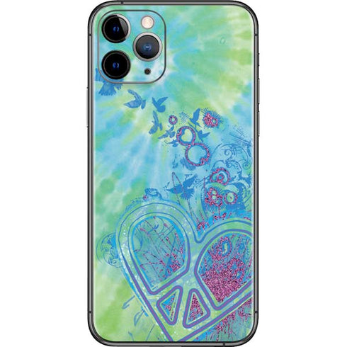 Liquid Blue Tie Dye Peace Heart iPhone 11 Pro Skin