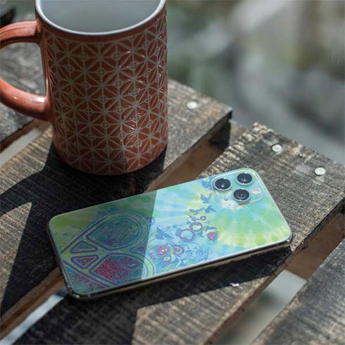 Liquid Blue Tie Dye Peace Heart iPhone 11 Pro Skin