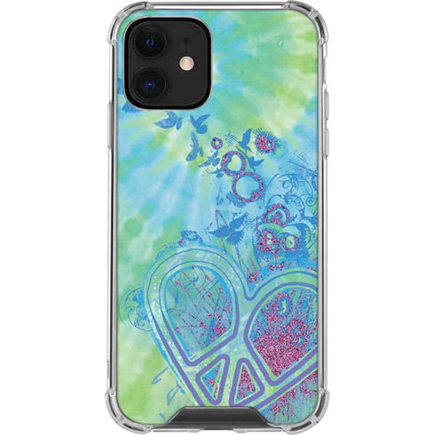 Liquid Blue Tie Dye Peace Heart iPhone 12 Clear Case