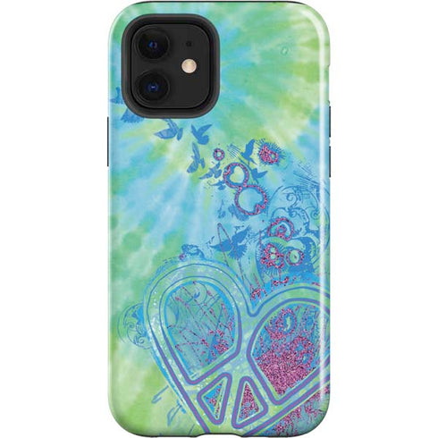 Liquid Blue Tie Dye Peace Heart iPhone 12 Impact Case