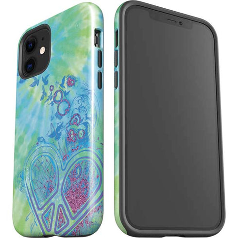 Liquid Blue Tie Dye Peace Heart iPhone 12 Impact Case