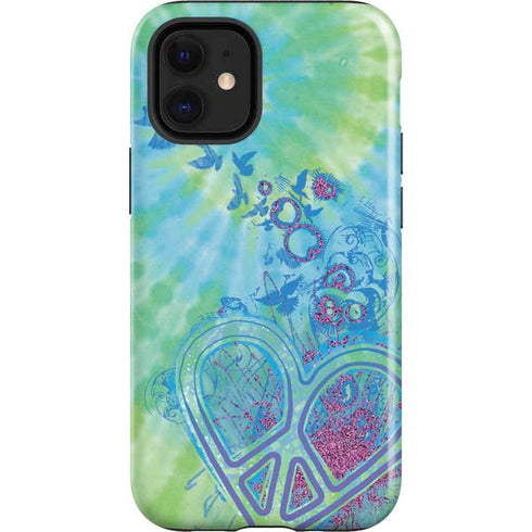 Liquid Blue Tie Dye Peace Heart iPhone 12 Mini Impact Case