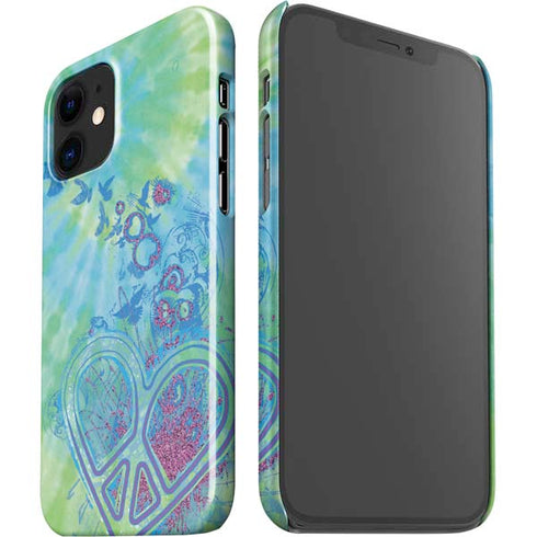Liquid Blue Tie Dye Peace Heart iPhone 12 Mini Lite Case