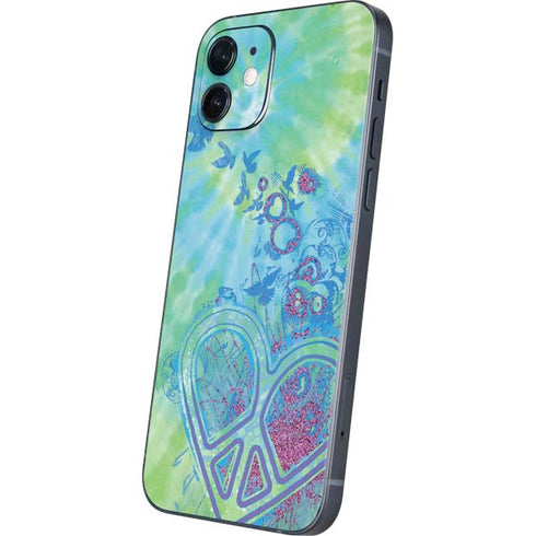 Liquid Blue Tie Dye Peace Heart iPhone 12 Mini Skin
