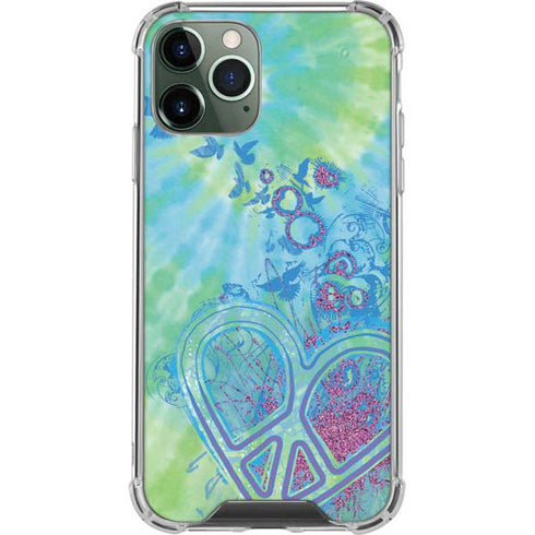 Liquid Blue Tie Dye Peace Heart iPhone 12 Pro Clear Case