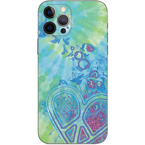 Liquid Blue Tie Dye Peace Heart iPhone 12 Pro Skin