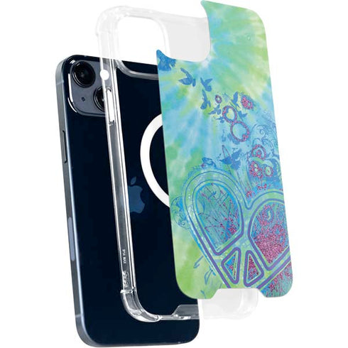 Liquid Blue Tie Dye Peace Heart iPhone 13 MagSafe Case