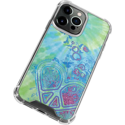 Liquid Blue Tie Dye Peace Heart iPhone 13 Pro Clear Case