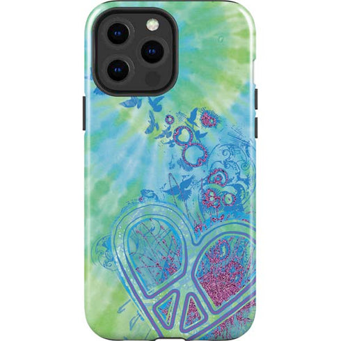 Liquid Blue Tie Dye Peace Heart iPhone 13 Pro Max Impact Case