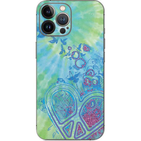 Liquid Blue Tie Dye Peace Heart iPhone 13 Pro Max Skin