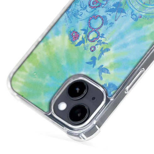 Liquid Blue Tie Dye Peace Heart iPhone 15 MagSafe Case