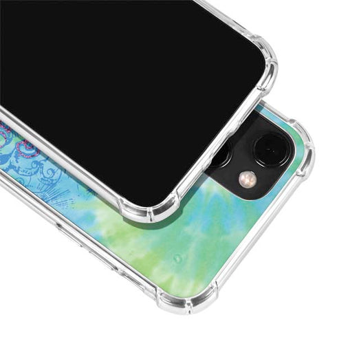 Liquid Blue Tie Dye Peace Heart iPhone 14 Plus Clear Case