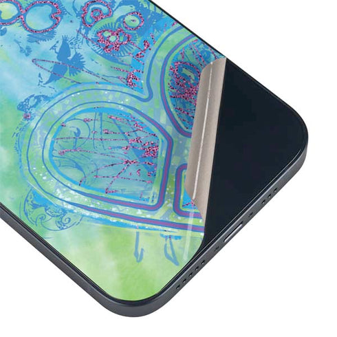 Liquid Blue Tie Dye Peace Heart iPhone 14 Plus Skin