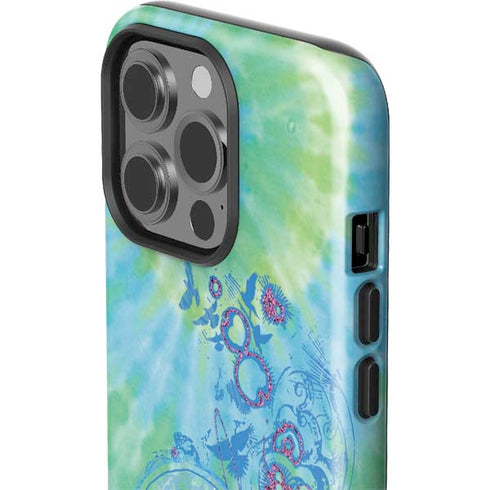 Liquid Blue Tie Dye Peace Heart iPhone 15 Pro Impact Case