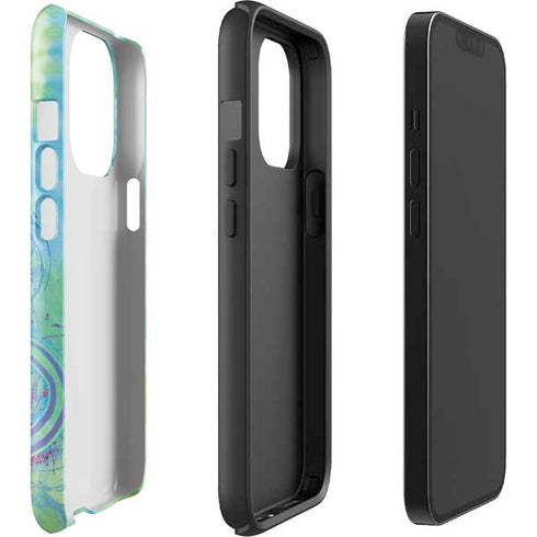 Liquid Blue Tie Dye Peace Heart iPhone 14 Pro Impact Case
