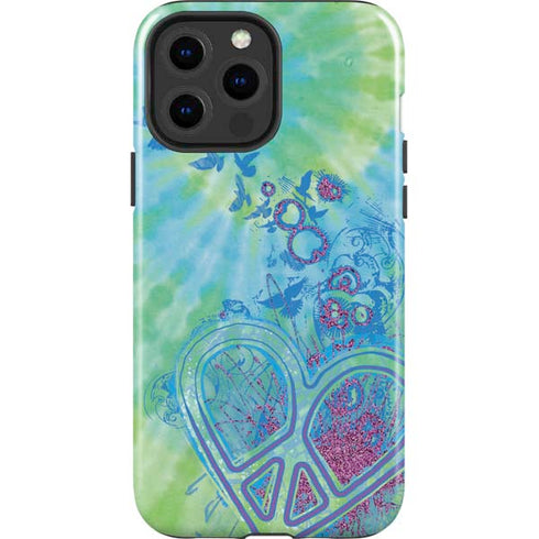 Liquid Blue Tie Dye Peace Heart iPhone 14 Pro Max Impact Case