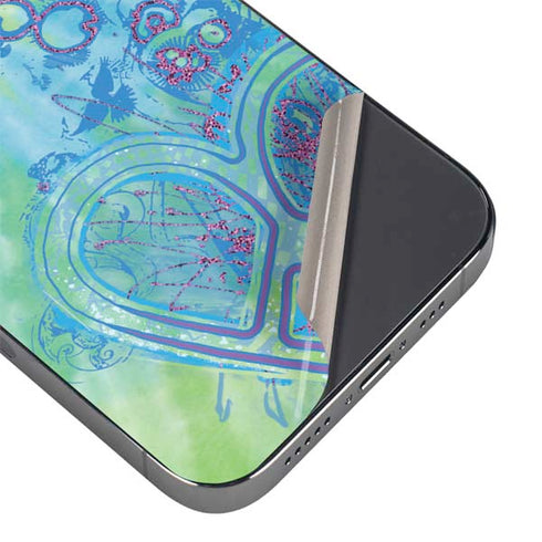 Liquid Blue Tie Dye Peace Heart iPhone 14 Pro Max Skin