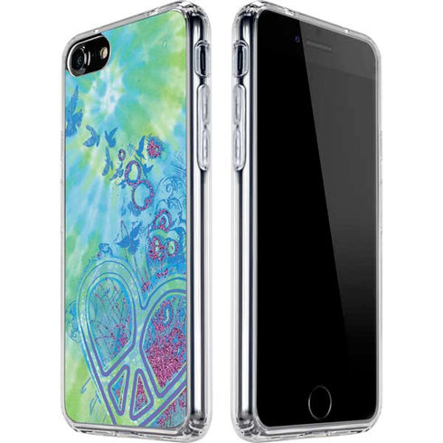 Liquid Blue Tie Dye Peace Heart iPhone SE (2nd & 3rd Gen) Clear Case