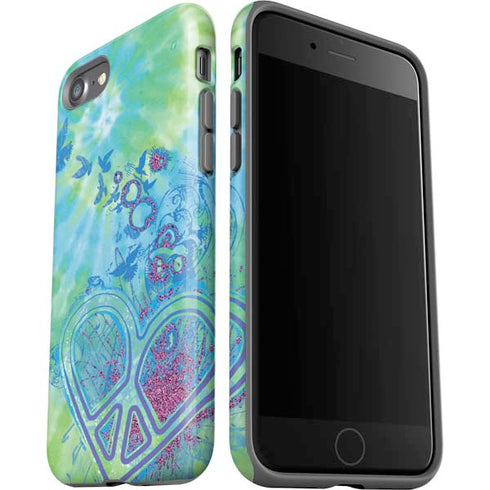 Liquid Blue Tie Dye Peace Heart iPhone SE (2nd & 3rd Gen) Pro Case