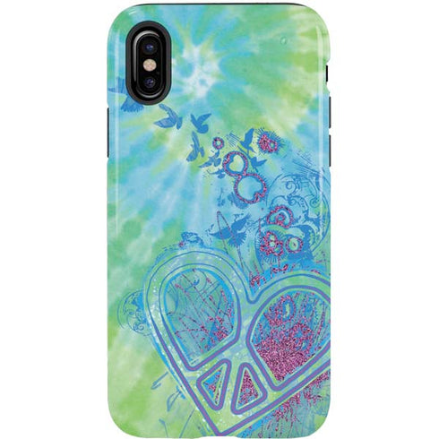 Liquid Blue Tie Dye Peace Heart iPhone X Pro Case