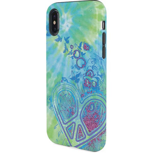 Liquid Blue Tie Dye Peace Heart iPhone X Pro Case