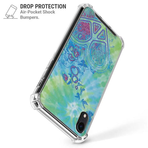 Liquid Blue Tie Dye Peace Heart iPhone XR Clear Case