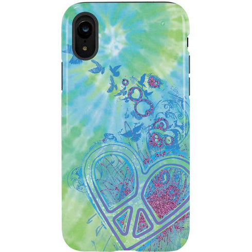 Liquid Blue Tie Dye Peace Heart iPhone XR Pro Case