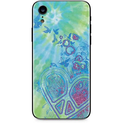 Liquid Blue Tie Dye Peace Heart iPhone XR Skin