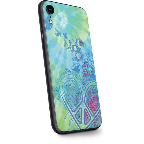 Liquid Blue Tie Dye Peace Heart iPhone XR Skin