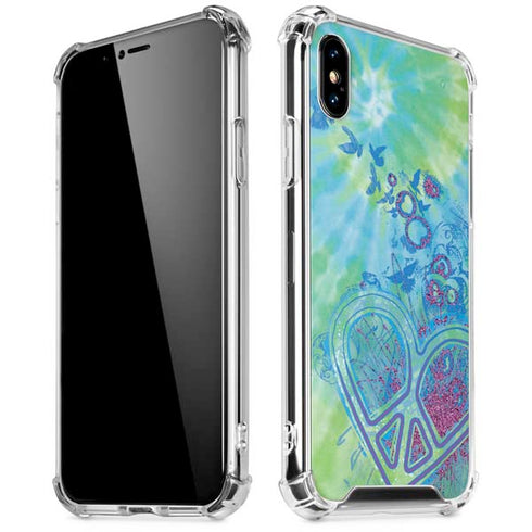 Liquid Blue Tie Dye Peace Heart iPhone XS Max Clear Case