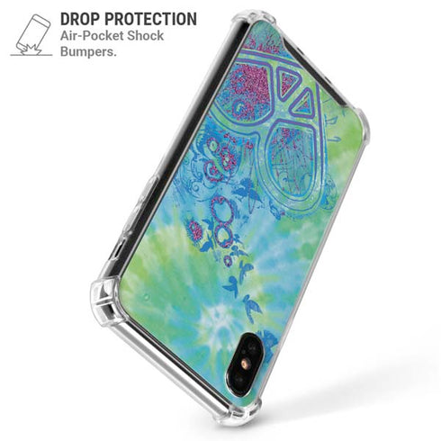 Liquid Blue Tie Dye Peace Heart iPhone XS Max Clear Case