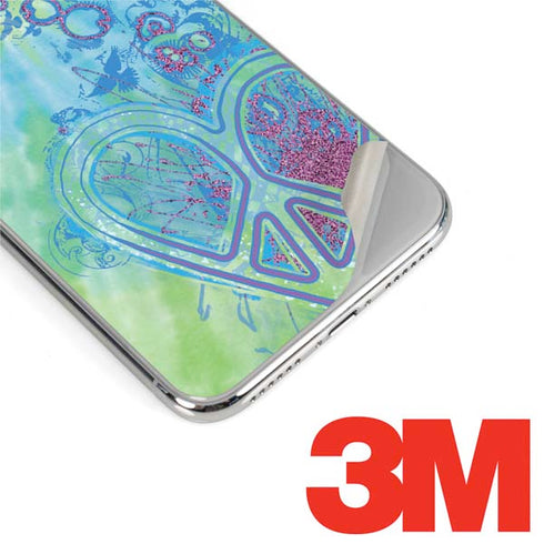 Liquid Blue Tie Dye Peace Heart iPhone XS Max Skin
